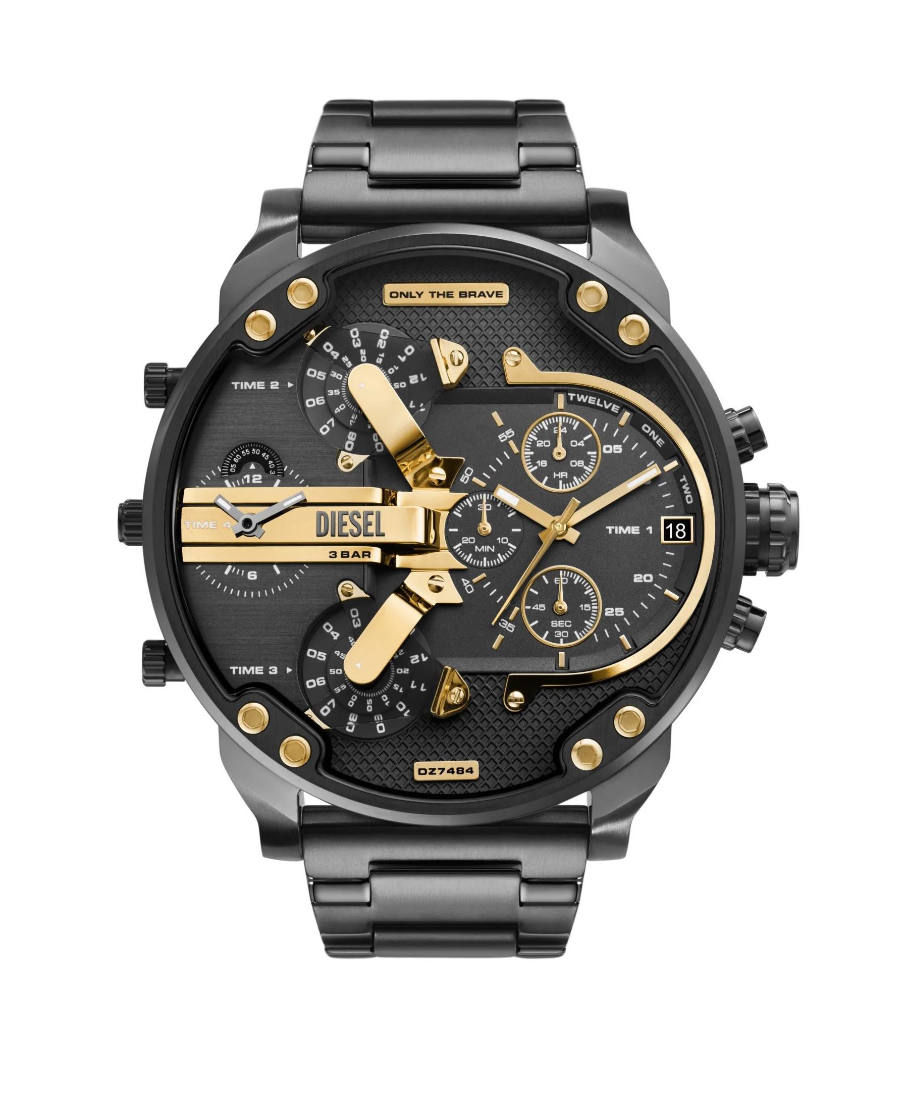 Reloj Caballero Diesel Dz7484 Black And Gold Genuino